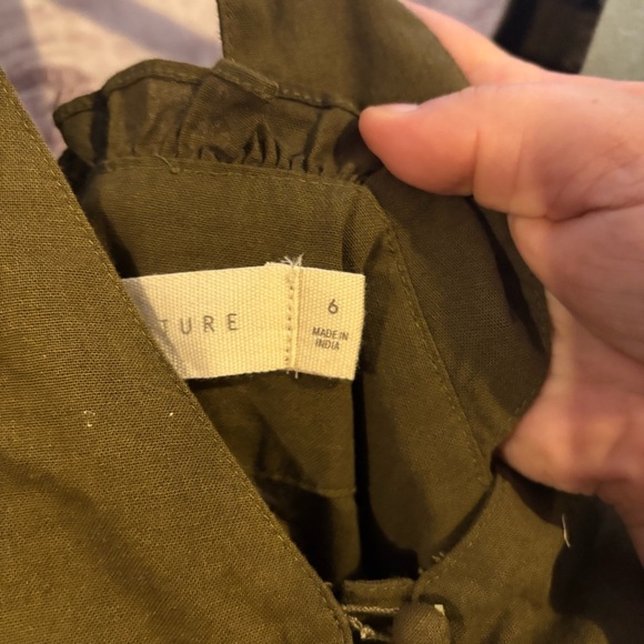 Happy Nature Criss Cross Back Olive Green Ruffle Jumpsuit Bohemian 6 - Picture 8 of 9